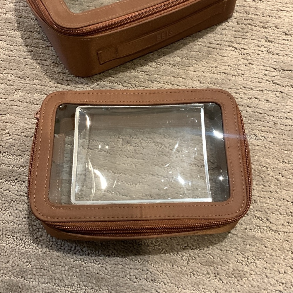 BEIS Clear Travel Pouch Set in Brown - Picture 3 of 8
